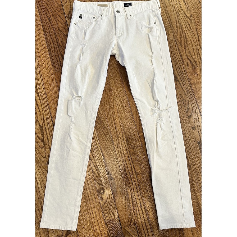 AG Adriano Goldschmied Relaxed "Nikki" Slim Full Length Jeans White Sz 26R 32x32